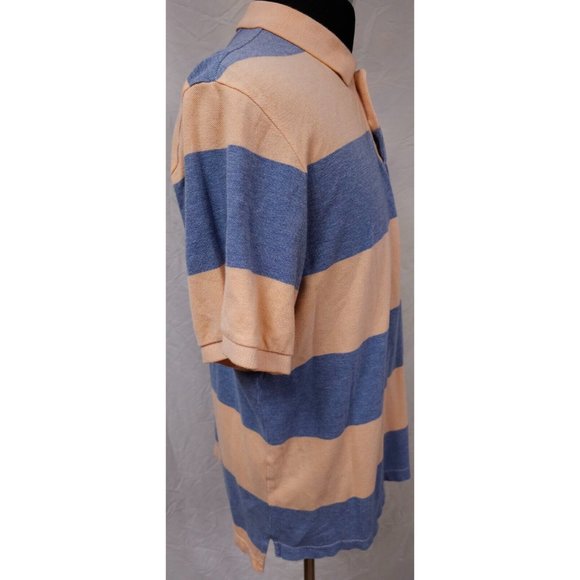 Chaps Natural Stretch Mens XL orange Blue Striped Short Sleeve Logo Polo Shirt - Picture 7 of 12